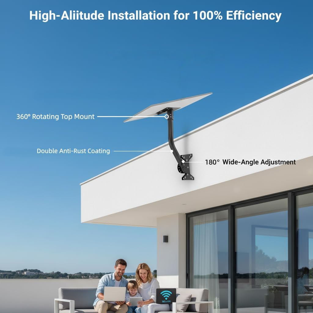 Starlink Gen 3 Mounting Kit for Roof, Pole & Wall Installations, Heavy Duty Adjustable Mounting Bracket with Accessories, Weatherproof Outdoor Satellite Dish Mount (Grey)
