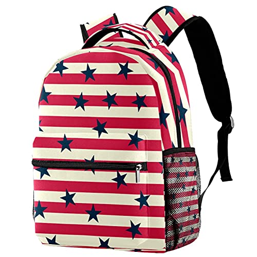 Sac à dos décontracté pour femme à rayures et étoiles multicolores