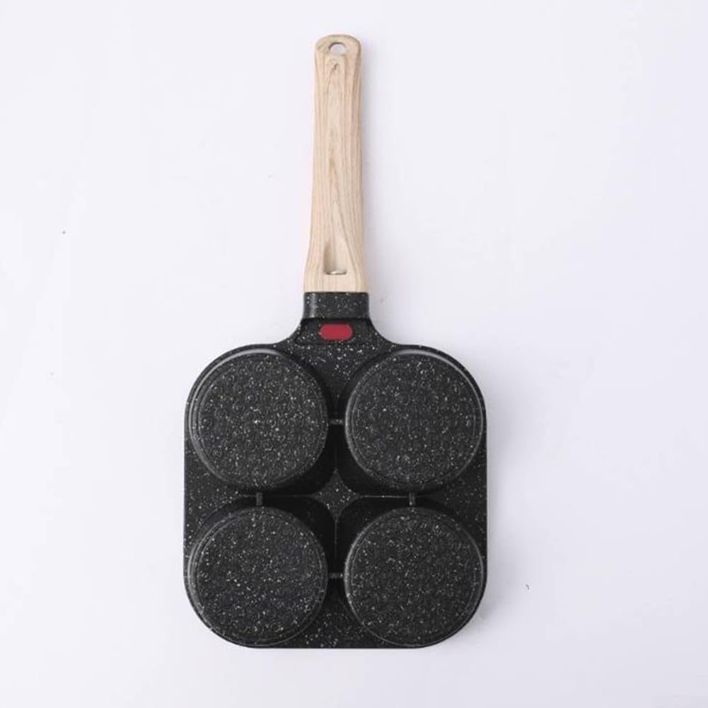 Sartén de aluminio para 4 tazas con antiadherente, perfecta para cocinar deliciosos platos de desayuno rápidamente (cuatro agujeros negros)