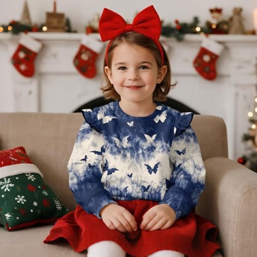 Xhuibop Toddler Clothes for Girls Crewneck Sweatshirt Ruffle Sleeve Design Casual Shirts for Age 1-8 Years3