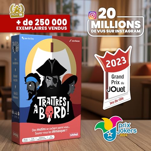 SAVANA Traitres à Bord - Jeu de société - Grand Prix du Jouet 2023 - Jeux à identité secrète - Jeu de Voyage et de Poche - Jeu de Cartes dès 10 Ans