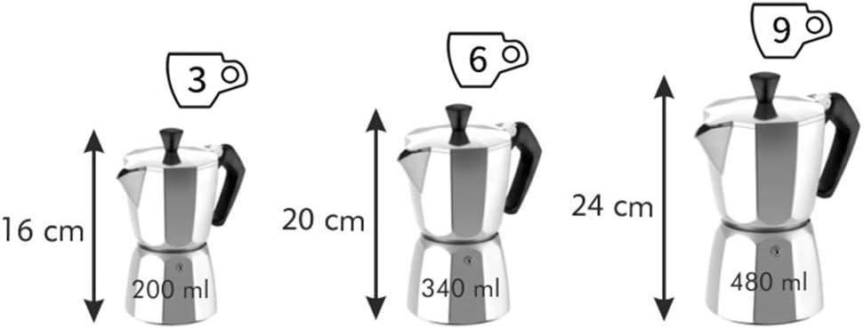 Mocha Pot Moka Pot Hand-Made Coffee Making Manual Coffee Machine Coffee Appliance Stovetop Coffee Makers (Color : Silver, Size : 9 Cup) (Silver 9 Cup)