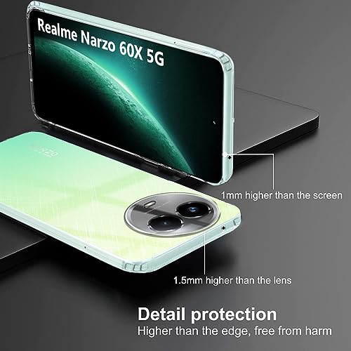 Image of Fashionury Shockproof Back Cover for Realme Narzo 60X 5G | Raised Bumps for Camera & Screen Protection | Ultra Clear Soft Silicone Back Cover Case for Realme Narzo 60X 5G