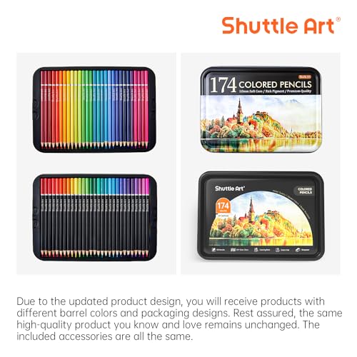 Shuttle Art 174 Colored Pencils Set with 1 Coloring Book, 1 Sketch Pad, 4 Sharpeners - image 9