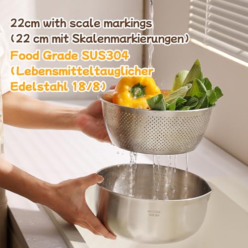 Ensemble de passoires en acier inoxydable de 22 cm avec saladier - 4