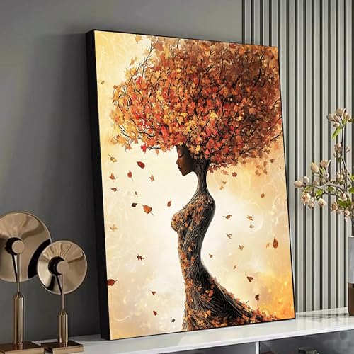 Art mural feuilles d'automne sur toile de haute qualité avec cadre intérieur 50x75