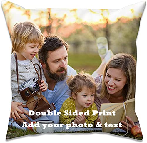 MFGCH Personalised Cushion Cover Customised DOUBLE SIDED 16x 16 Pillow Case Custom Your Picture Photo with Any Word Text Home Decoration Gift idea for Birthday, Wedding and Special Moments