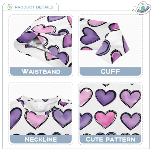 JUNZAN Purple Pink Heart Watercolor Little Girls Pullover Hoodie Long Sleeve Kids Hoodies Boys Party 4T3