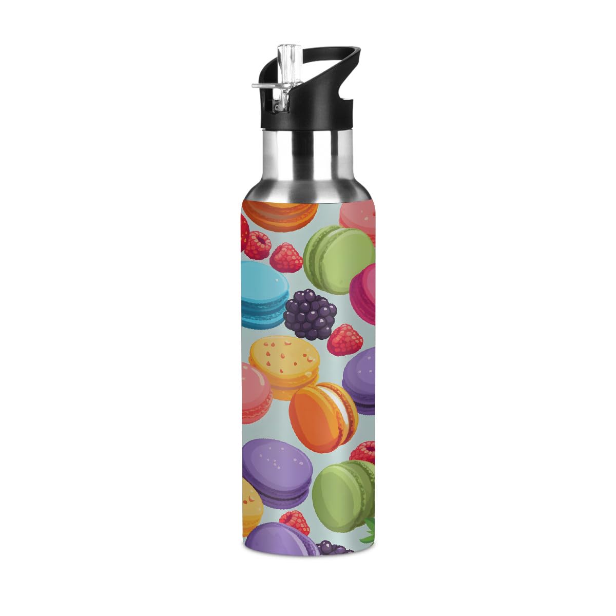 Gourde isotherme avec paille 600ml anti-fuite en acier inoxydable pour boissons fraîches