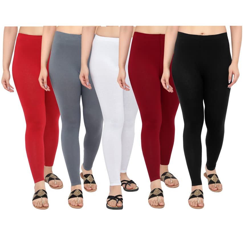 Image of NGT Cotton Lycra Ankle Length Leggings for Women Combo (Set of 6)