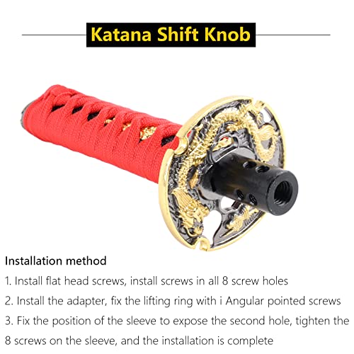 Bagaraatan Katana Samurai Sword Automatic Gearbox Shift Knob For Lock/Button Transmission Cool Katana Gear Shifter Lever Red&Black(15Cm) #TOP6
