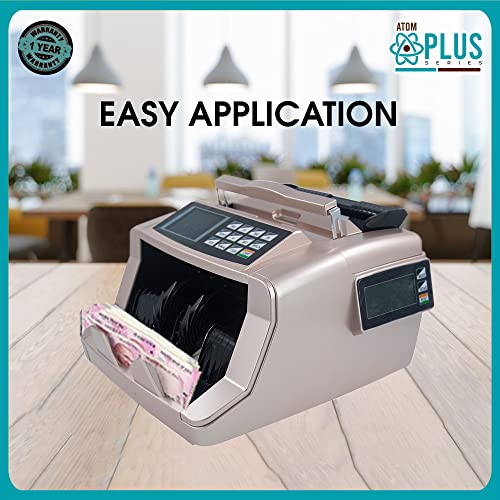Image of Atom LT 1000 Value Counter Triple Display Mix Note Value Counting Machine Fully Automatic Business-Grade Currency Value Counter with UV, MG & IR Fake Note Detection and Larger LCD Display