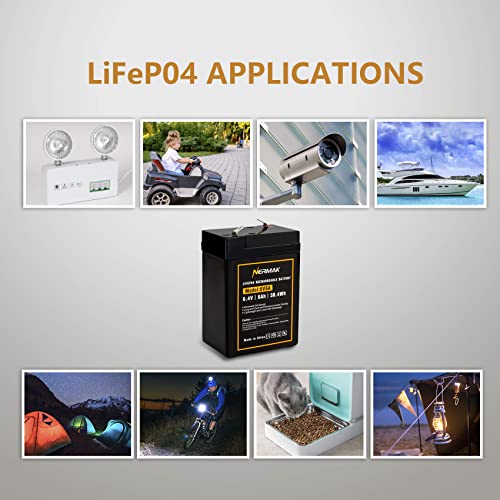 image for Nermak 6V 6Ah Lithium LiFePO4 Battery 2 Pack, 2000+ Cycles Rechargeabl