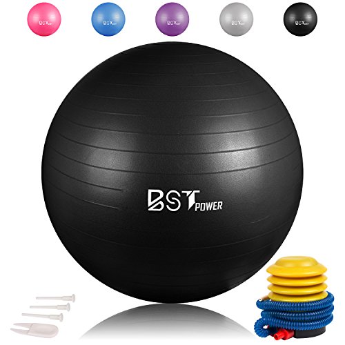 Fourheart Exercise Ball,Anti-Burst Slip-Resistant Extra Thick Balance Stability Yoga Ball(65-85cm),Supports 2000lbs with Quick Foot Pump,Perfect