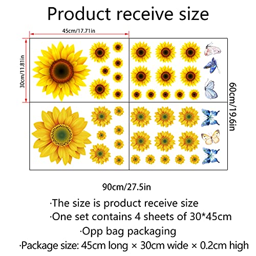 Vinilos decorativos de girasol y mariposa 3D, 44 piezas miniatura 2