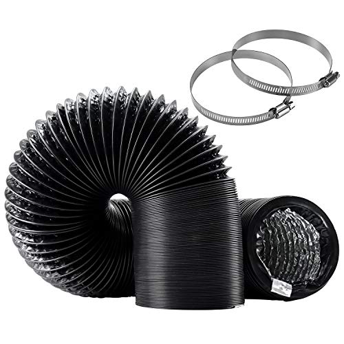 Funmit Dryer Vent Hose Kit - 4 In Diameter by 5 Ft Length - with 2 Stainless Steel Worm Clamp - Flexible Universal Aluminum Foil Non-Insulated - Silver