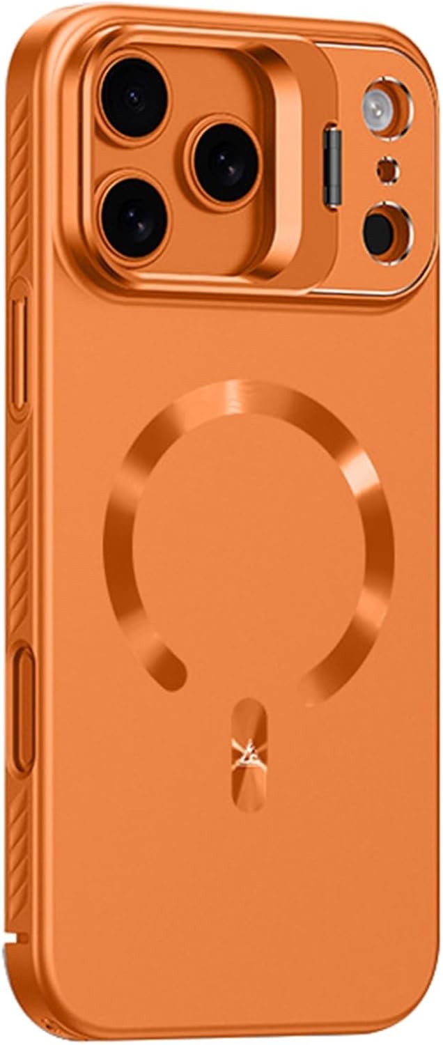 Frosted Magnetic Case for iPhone 17 Pro/17 Pro Max, Slim Anti-Fingerprint Cover with Metal Lens Protection & Kickstand(Black,17 Pro)