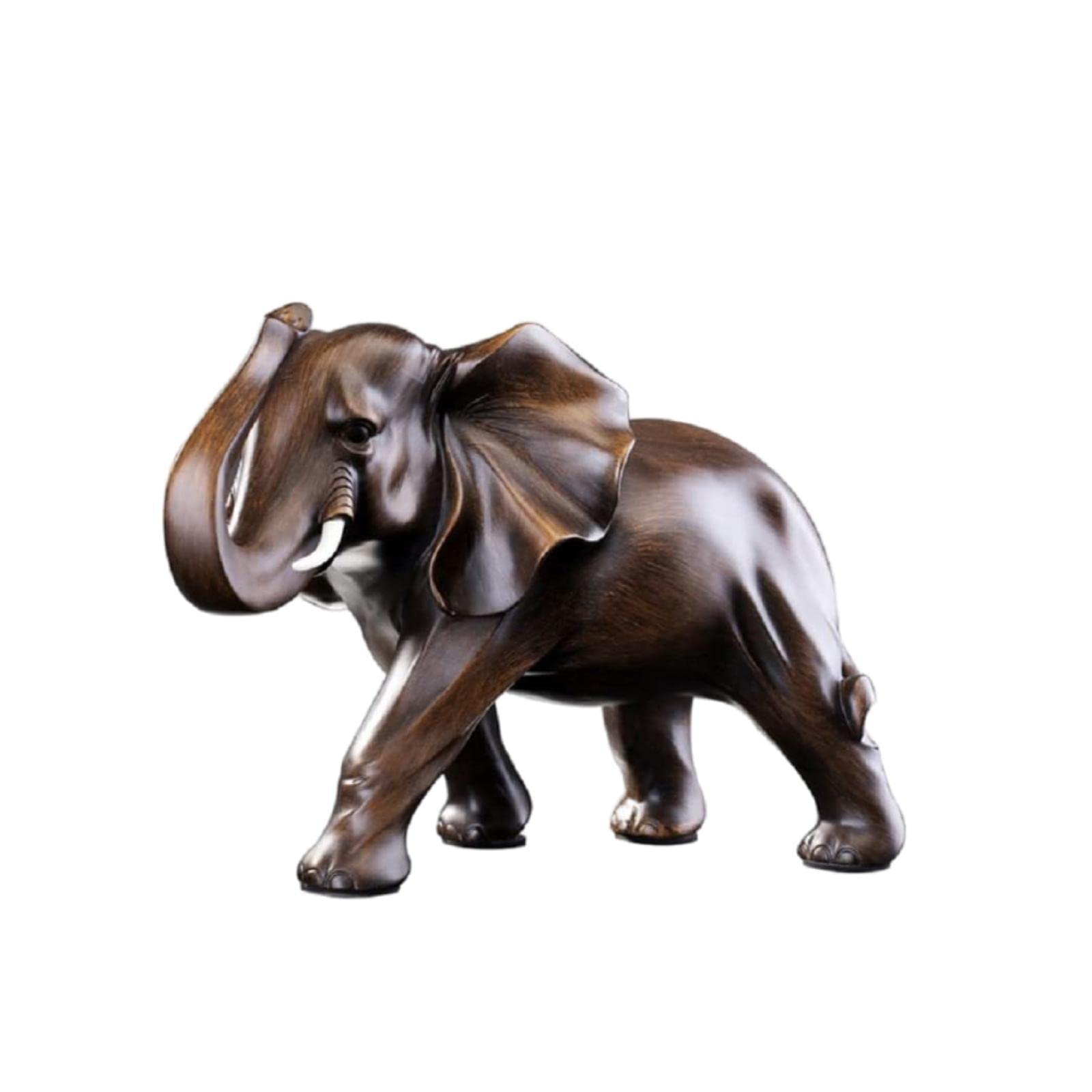 Dytartzx Feng Shui Elephant Statue Wealth Lucky Decorative Sculpture Collection Figurine Office Desk Home Decor Decoration Gift Rosewood Color L