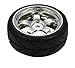 Apex RC Products 1/10 On-Road 12mm Chrome 5 Spoke Wheels V Tread Rubber Tires (Set of 4) #5005