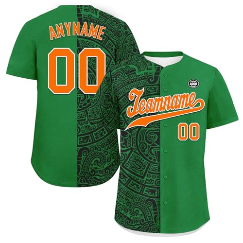 Custom Aztec Print Baseball Jersey, Mexican Cultural Pattern Softball Shirts for Streetwear Athletic miniatura 1