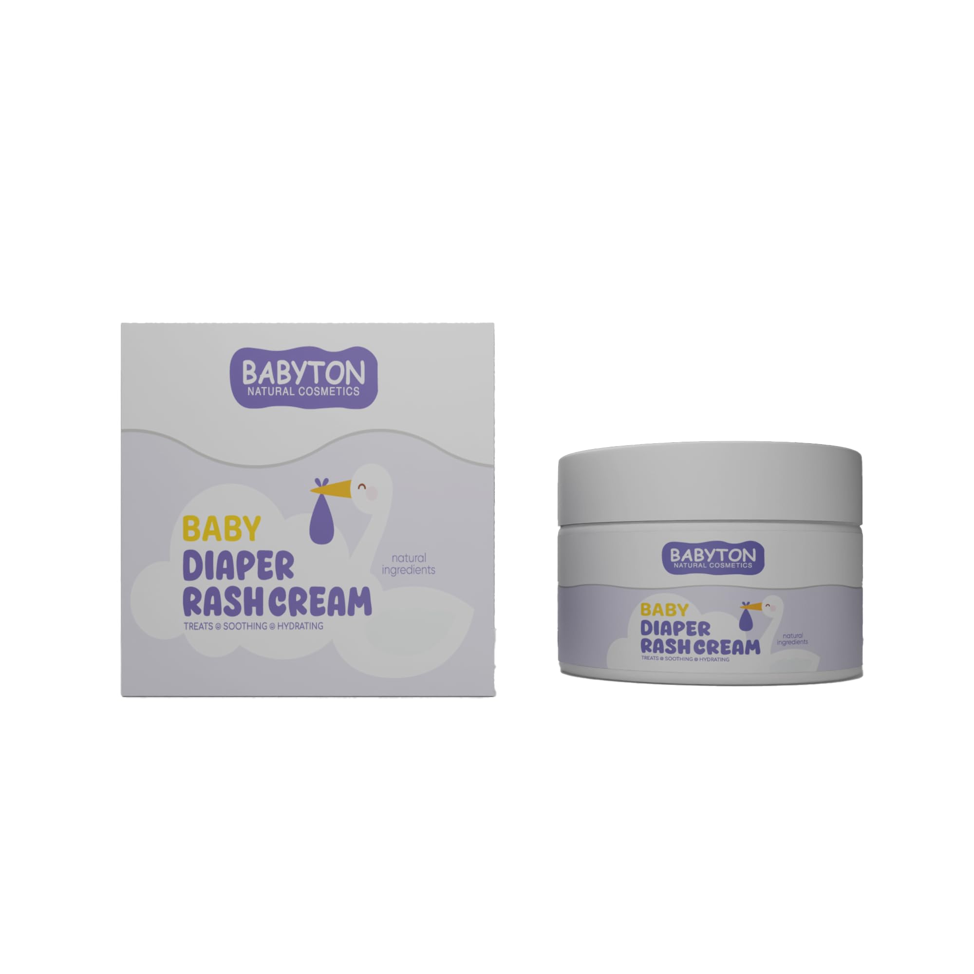 Babyton Baby Diaper Rash Cream 50ml, Natural Nappy Cream for Sensitive Skin, Newborn Safe, Organic Ingredients