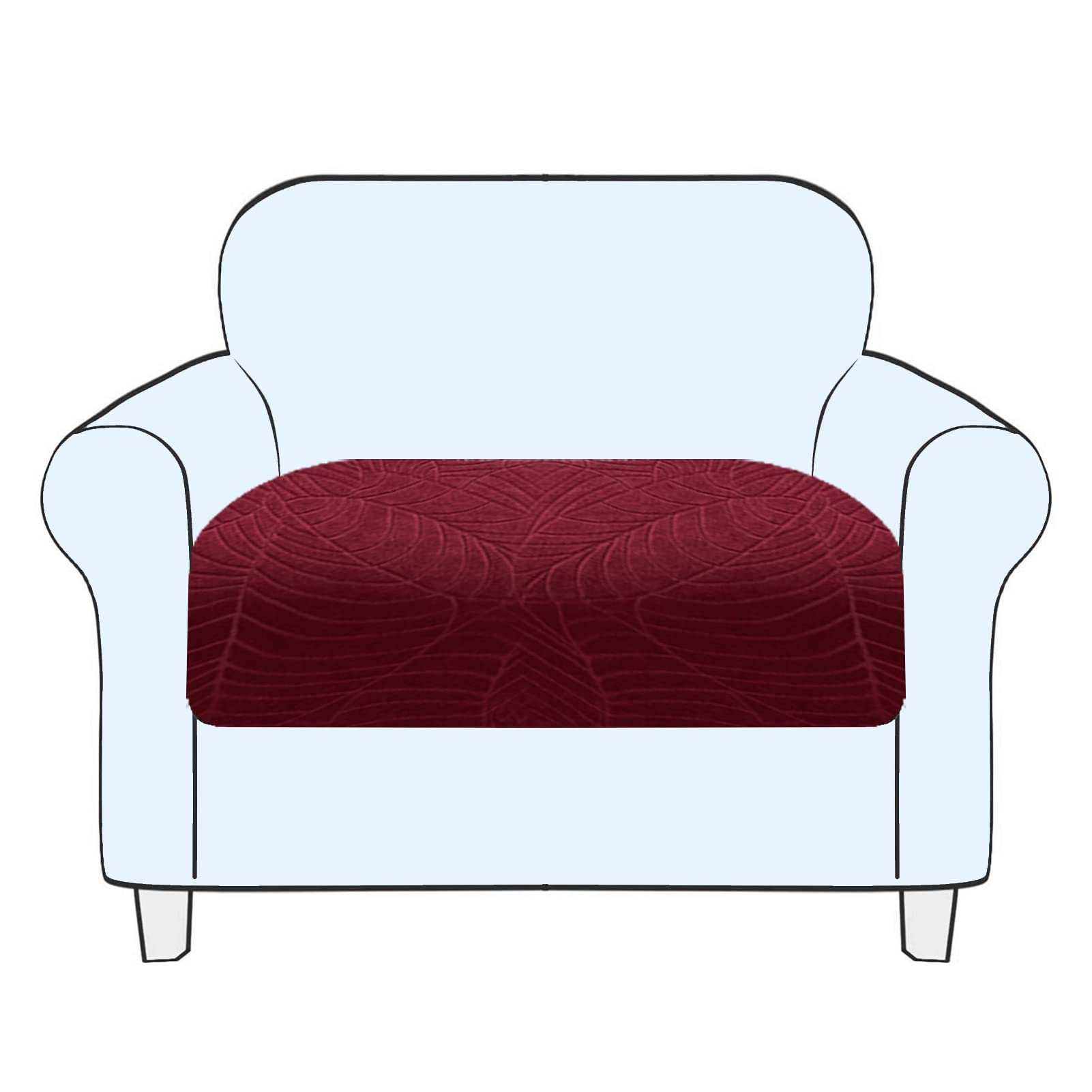 SHUOJIA Sofa Seat Cushion Cover Stretch Cushion Covers Non-slip Slipcover Cover for Sofa Seat Cushions Seat Couch Cover for Pets & Kids (Dark Red,1-Seater)