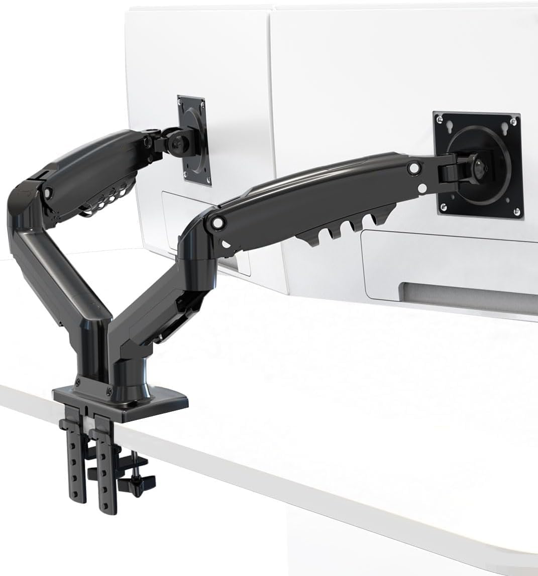 Dual Monitor Stand, Full Adjustable Monitor Desk Mount Stand Swivel Vesa Bracket for 13-32" Screens, VESA 75x75/100x100, Each Arm Holds 4.4–19.8 lbs
