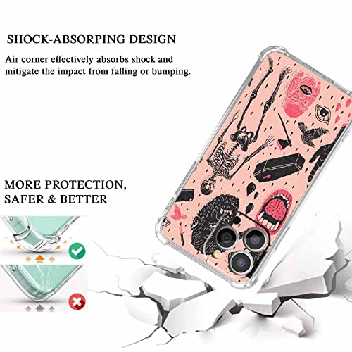 Nsyosio Horrible Skeleton Case Compatible With Iphone 13 Pro,Tomb Bats Crows Case For Men Women,Unique Trendy Bumper Tpu Case For Iphone 13 Pro #TOP2