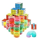 ZaoGoin 24 Mini Zauberwürfel, 12 Stück 3 cm Zauberwürfel und 12 Stück 3 cm Federringe, perfekt für Kindergeburtstage, Klassenbelohnungen und Bürospielzeug