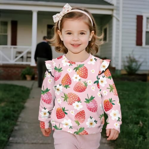 Girl's Cute Graphic Crewneck Sweatshirt Long Sleeve Ruffle Shoulder Pullover Shirt Tops Comfy and Lightweight4