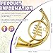Lewtemi Gold Horn Musical Instruments Toy for Kid Toddler Fake Plastic Preschool Music Toy Gift Portable Wind Instrument Early Educational Teaching Songs Gifts for Toddlers Children