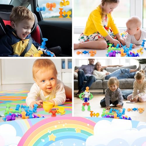 Miniatura 7 de 33pcs Juguetes De Succión Silicona, Juego De Ventosas Para Niños, Juguetes Bañera Bebe, Adhäsion Adsorption, Ventana, Juguete De Construcción, Juguetes De Viaje Para Niños Pequeños Y Adultos