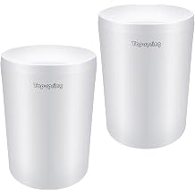 Top-spring 2 Pack Trash Can 2.3 Gallon Small Garbage Can Round Plastic Wastebasket for Bathroom Kitchen and Office, White