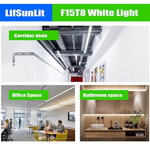 Wyzm 4Pcs F15T8 Led Tube Light,120V,7W,18" Length,5500K Daylight White,Rotatable End Caps,Frosted Cover,F15T8 Led Replacement,18 Inch Led Tube Light #TOP5
