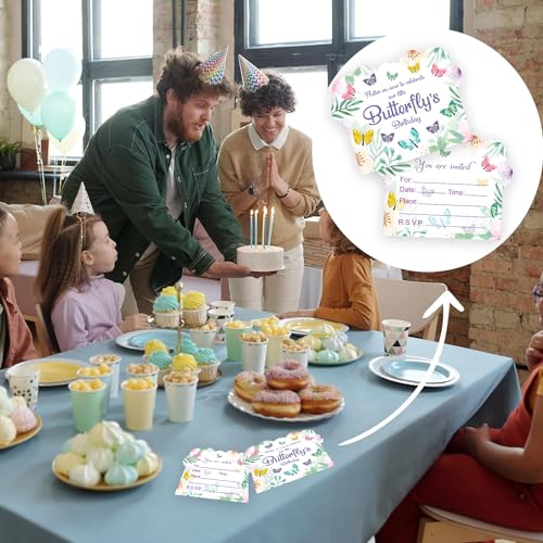 Image of Party Propz Birthday Invitation Cards For Kids - (25 Pcs) Butterfly Theme Invitation Card For Birthday Boy, Girl (Cardstock), Butterfly Invitation Cards For Kids Party Unicorn, Birthday Return Gifts