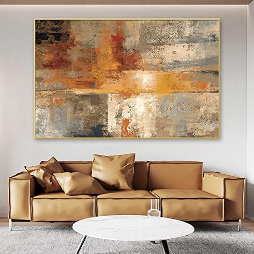 Toile jaune abstrait 80x110cm : la solution pour grand mur vide