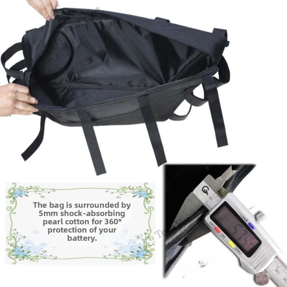 Fahrrad-Dreiecktasche, robuste 1680D-Nylon-E-Bike-Akku-Rahmen-Tasche mit Metallauslassloch, 38 x 11 x 14 cm, schwarzer Stauraum für Mountainbike, Rennrad