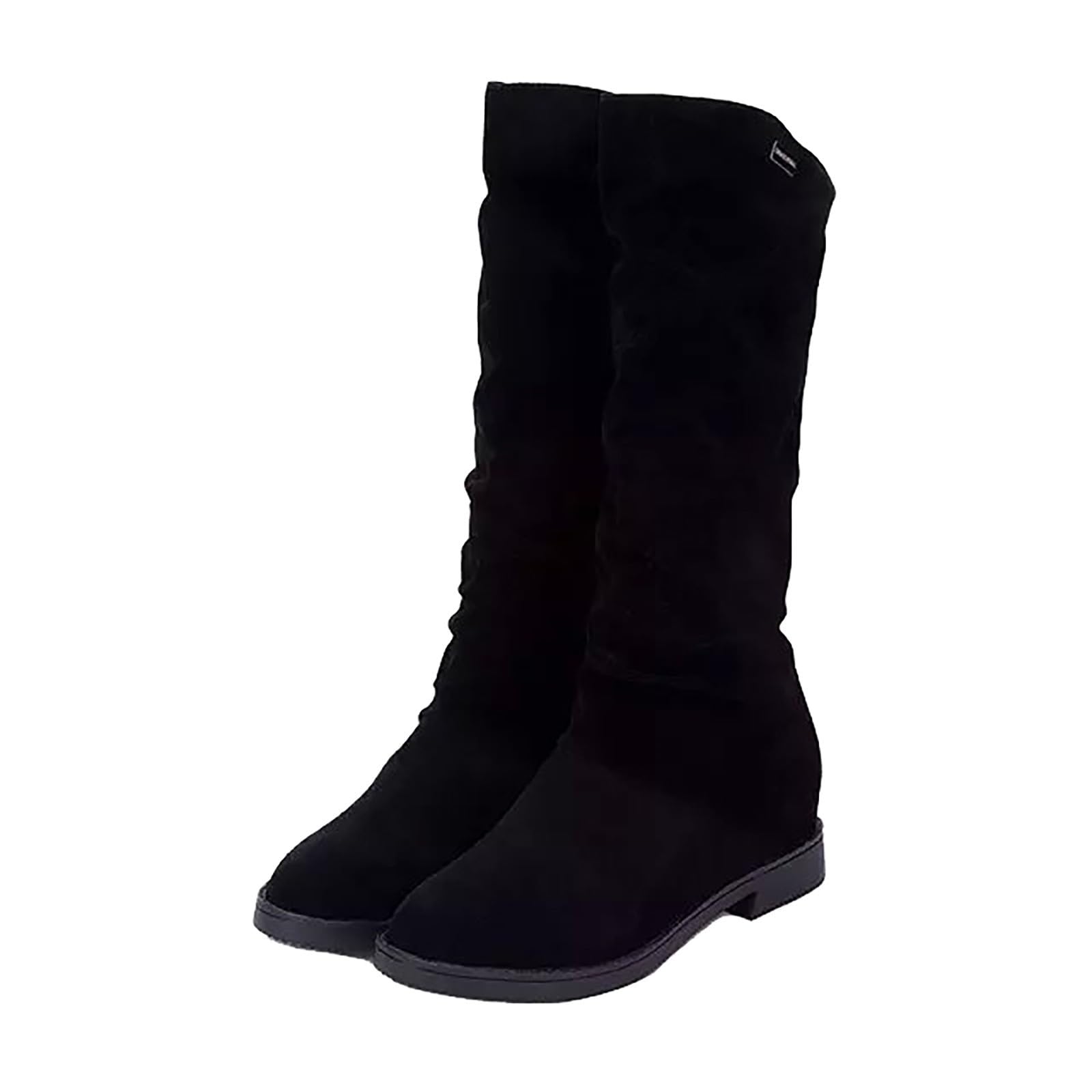 Stivali invernali da donna, piatti, eleganti, alti, in tinta unita, antiscivolo, a gambo lungo, in pelle scamosciata, classici e confortevoli, per il tempo libero, comodi