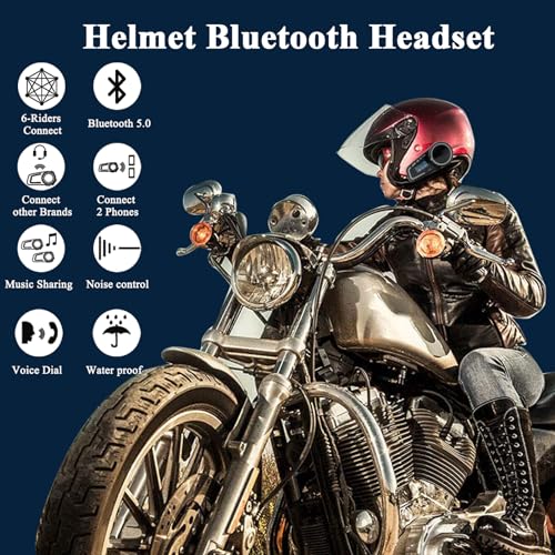 QSPORTPEAK Motorbike helmets bluetooth intercom,M2C full duplex Wireless motorcycle bluetooth headset for 2-6 Riders with LCD Screen,CVC+DSP Noise Cancellation Music Share IP67Waterproof,1 Pack - Image 2