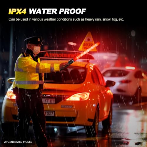 Image of E-riding 30 Pack Traffic Wand, 21 Inch Traffic Control Wand with 3 Flashing Modes & Side Clip, LED Safety Baton for Traffic Control, Parking, Aircraft, Car Directing