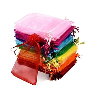 Tyhbelle Pack of 100 Organza Bags – 10 x 15 cm – Pretty Little Organza Bags (Multi-Coloured)