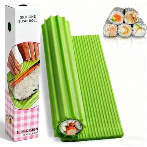 shofilt Kit de fabrication de sushis, tapis à sushi en silicone de qualité supérieure pour débutants et enfants, 21,8 x 20,8 cm
