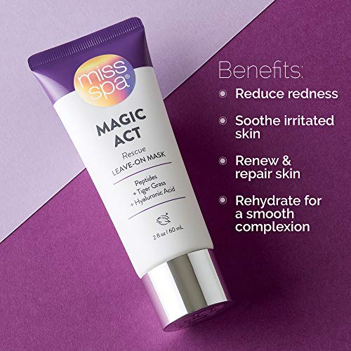 Miss Spa Face Mask Skin Care For Women, Rescue Leave-On Hydrating Hyaluronic Acid Peptides Tiger Grass Reduce Redness, Soothes Irritated Skin, Day And Overnight Face Mask Dermatologist Tested 2 Oz. #TOP2