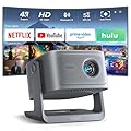 ?2200ANSI & Officially-Licensed APP?Smart 4K Projector with WiFi and Bluetooth, VISSPL 3D Dolby Audio and Auto Focus Portable Outdoor Projector, Movie Home Theater Proyector with 360° Adjustable Stand