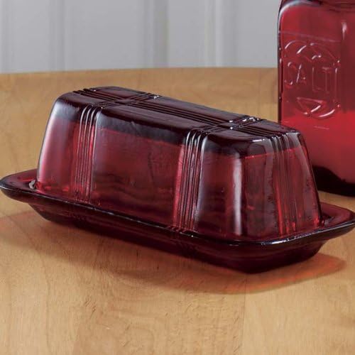 Red Glass Butter Dish