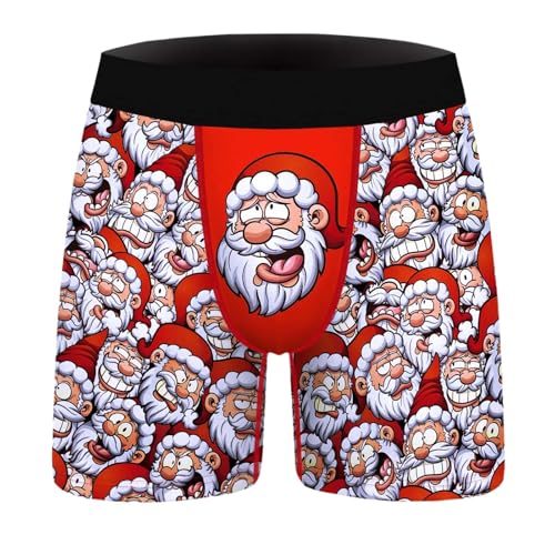 RYTEJFES Calzoncillos Divertidos Calzoncillos Hombre Navidad Graciosos Hombre Boxer Navidad Navideños Boxer Rojo Feos Rojo Niño Nochevieja Slip Rojos Prendas De Natal Boxers para Hombres Fin De Año