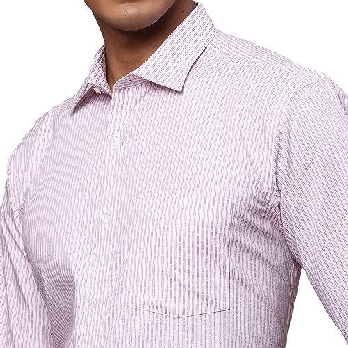 Image of Park Avenue Men's Pure Cotton Stripe Pattern Slim Fit Semi Cutaway Collar Full Sleeve Formal Shirt