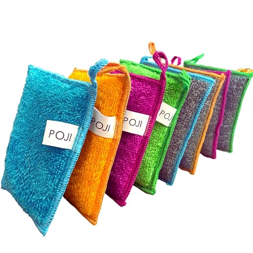 Lot de 8 Eponge reutilisable Lavable Double Face Microfibre et grattante Plusieurs Couleurs - Eponge Lavable ecologique et economique idéal pour Toute la Maison, Vaisselle, Cuisine, Menage - Magique