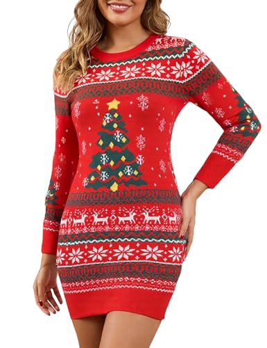 EWIGELIEBE Robe de Noël pour Femmes Tricoté Noël Élégant &