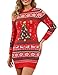 EWIGELIEBE Weihnachtskleid Damen Strickkleid Weihnachten Elegant & Lustig – Weihnachtspullover Kleid Lang mit Rentier/Tannenbaum Druck – Weiches Weihnachtsoutfit für Party & Fest, Rot, L